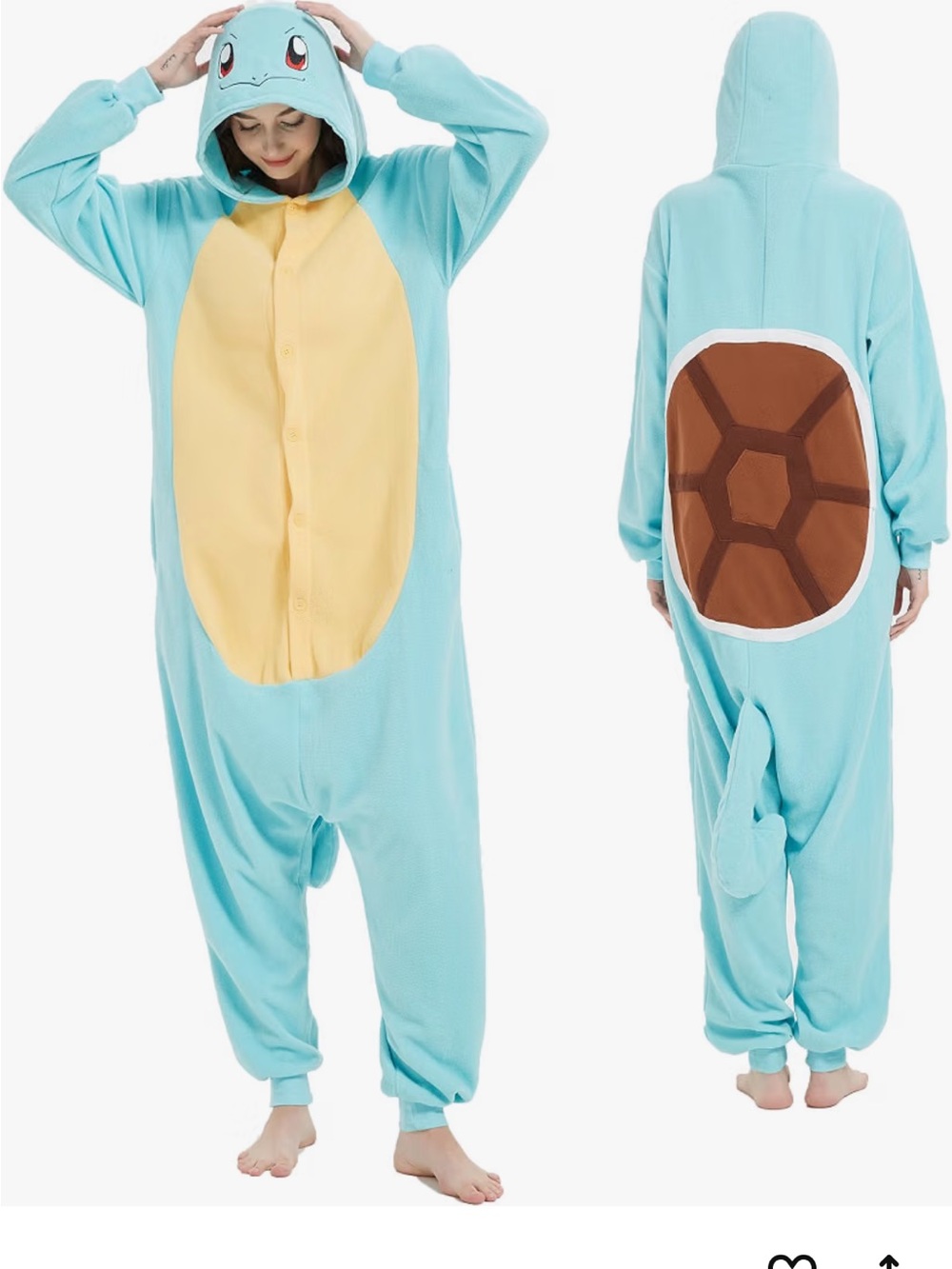 Adult Pokémon Halloween Light Blue Turtle One-Piece Hooded Pajamas